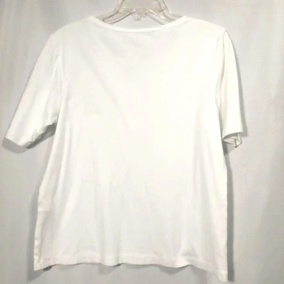 Chico's Womens 2 (US12) White Pullover Tee Top Short Sleeves Round Neck Cotton - Picture 4 of 7